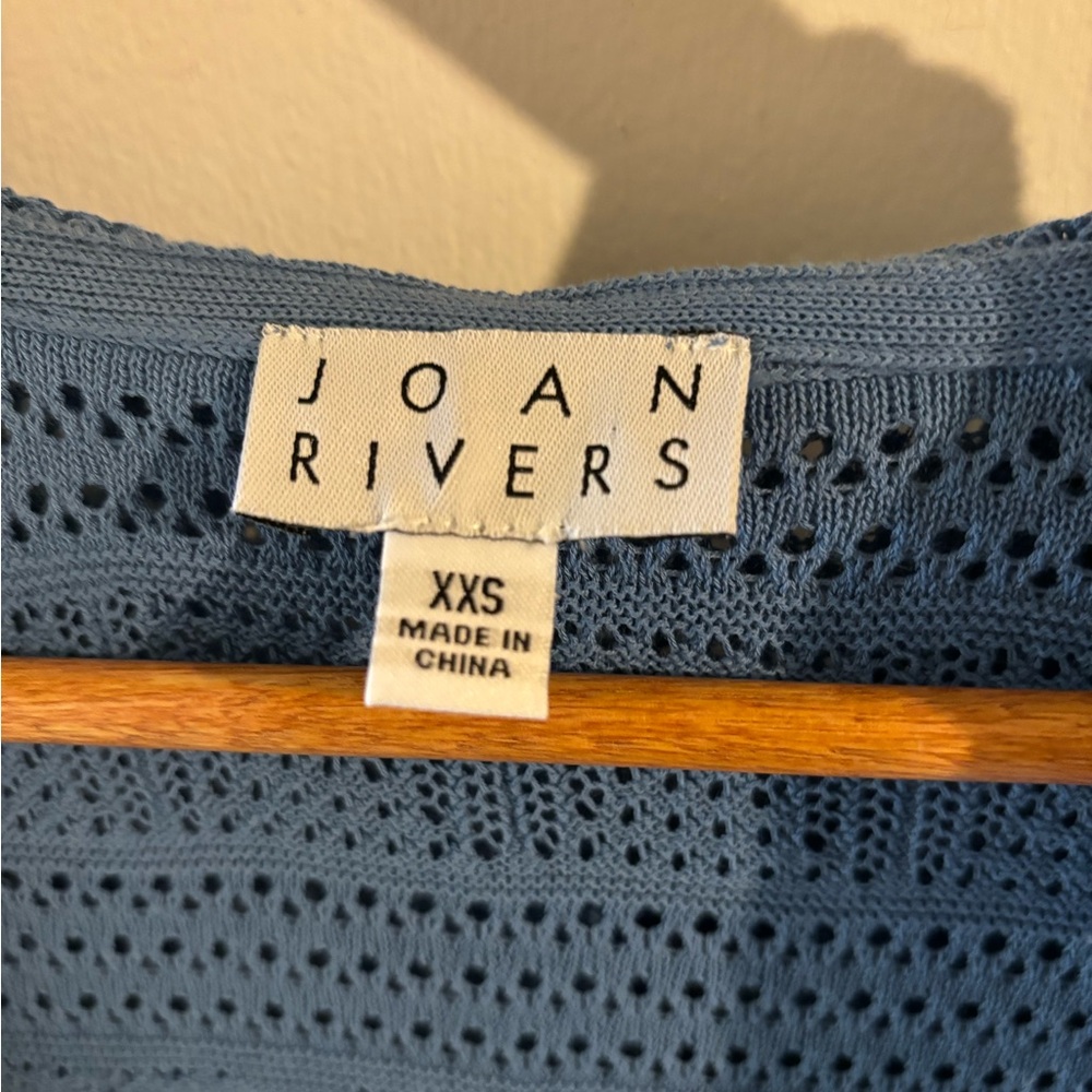 Joan Rivers Blue Textured Open-Front Cardigan - Picture 2 of 3